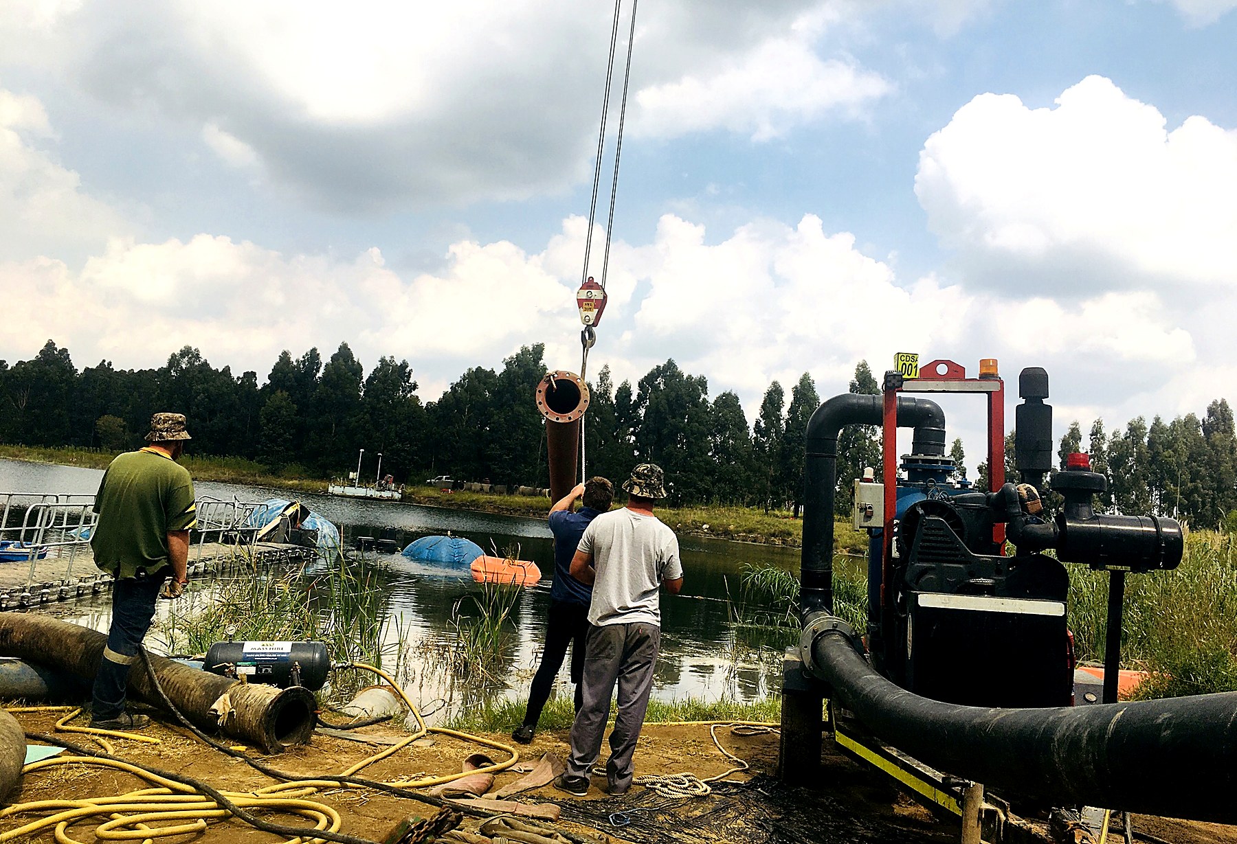 Pipeline and pump installation on site