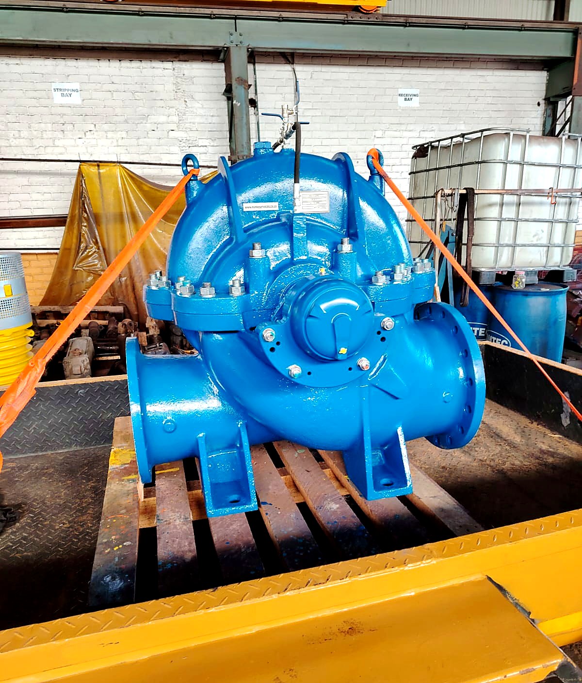 Refurbished split-case pump ready for return to site